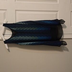 Worthington - LONG flowy blue pattern dressy tank - Small